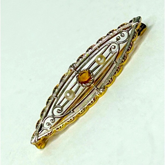 Antique 14KT Gold Krementz Pin - Picture 5 of 8